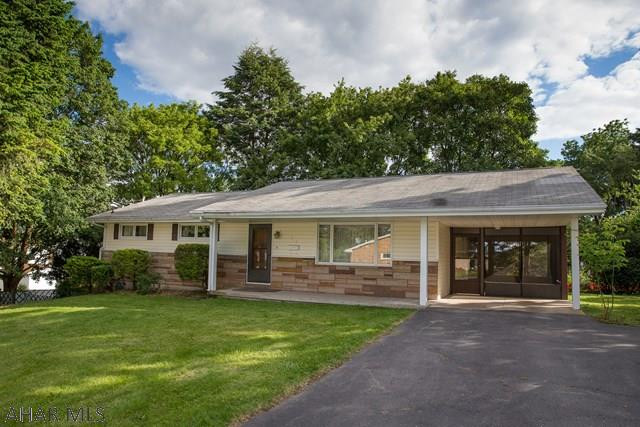 This ranch home is situated on a large lot in a great area of town. Quick access to I99, 764, 22, and 220. A large family room opens into a dining area off of the kitchen.  Three bedrooms, a large bathroom, and a laundry are on the main floor, with a half bath and large family room in the finished basement. Newer furnace and central air also! Enjoy the outdoors on the screened in porch.  This one owner home is waiting for your finishing touches to call it your forever home. Oak hardwood flooring is under the living room carpet. Call the listing agent for a private tour today.