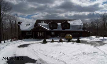 3500+/- square foot log home in  a private setting with beautiful mountain views!  This quiet retreat is situated on 33.3 acres with 6 bedrooms and 5 baths.Soundproof  family room in basement with wet bar and 1/2 bath.  Private master bedroom suite features a jacuzzi tub with italian marble steps, double shower and sinks, and laundry hookups.  Take in the view while enjoying a relaxing swim in the heated  inground pool.  2 car attached garage and 3 car detached garage.  Many added features call listing agent for more info. Qualified buyers only. Listing agent is related to seller.