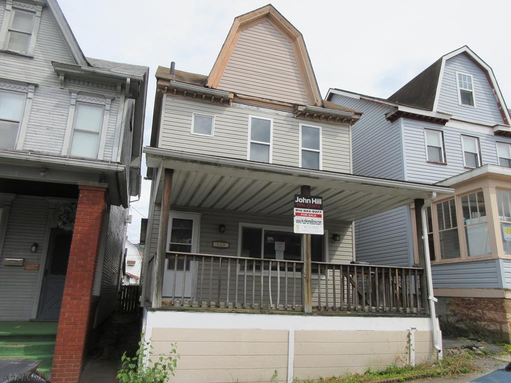 Altoona vinyl 2.5 story home with large eat-in kitchen, formal dining and living room. 2 bedrooms upstairs plus large attic. Large front porch, rear deck, fenced yard, off-street parking and storage shed. Needs TLC, but perfect for handy persons. Property sold AS-IS. Seller will make no repairs. Offers must be submitted through HUD approved broker. Buyer pays both transfer taxes. Exclusive Agency. Equal Housing Opportunity.