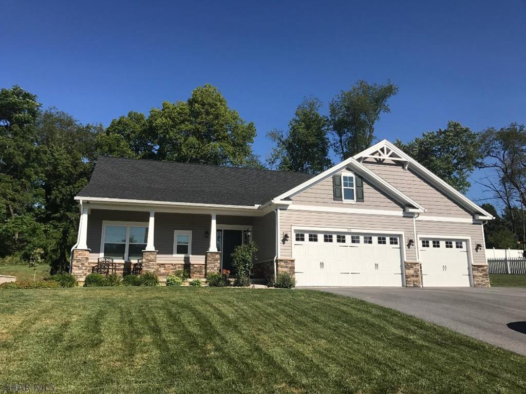 This beautiful 1,826 sq ft. home features 9' ceilings, over sized 3 car garage, 3 bedrooms and 2 baths. The kitchen has granite counter tops, 42” cabinets, and stainless-steel appliances. The spacious master suite includes 2 walk-in closets, and a bath with dual sinks, soaking tub, and large shower. The unfinished basement offers the opportunity for even more living space with a roughed in bath.  Taxes based on information from courthouse buyer to verify.