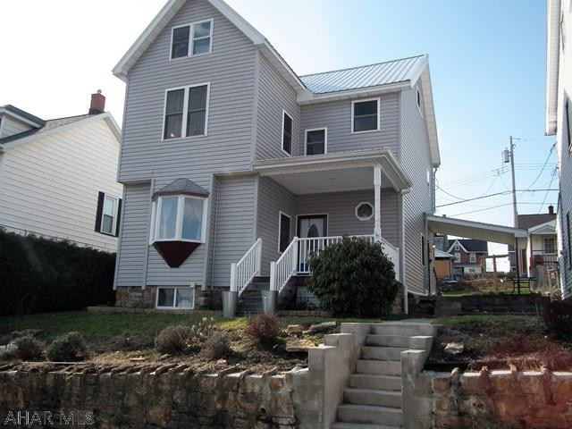 Dream starter. Home has detached 1 car garage, new siding and garage door, 3 spaces off street parking, shed. Covered patio, new siding and windows, new flooring throughout, home has been updated, (2 bedrooms, stairs and living room will have new carpeting installed by 4/6). Living room has bow window, full bath and half bath have been updated, new windows, metal roof, covered front porch, 200 AMP service. STOP, LOOK, call for details.