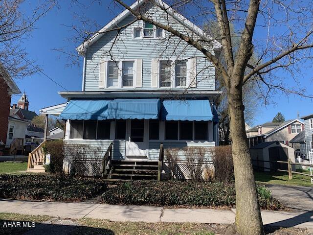 Three finished floors in the borough of Hollidaysburg. Newer windows, roof, furnace, sewer line. This home at one time was duplexed, it could be turned back into duplex very easily. Home offers full bath on first and second floors. Second floor offers 3 BR plus bonus room and the 3rd floor is also finished and could be used as bedroom. Nice flat lot with 1 car detached garage. Estate is in the process of cleaning out home. Pictures are soon to come.