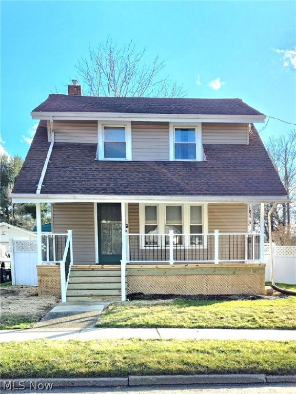 Fresh and clean vinyl sided Colonial-style home. This home offers 3 bedrooms, 1 bathroom, a living room, dining room, kitchen with an eat-in area, and 2 car garage. All 3 rooms on first floor have upgraded flooring. All appliances, including the slate stainless steel side by side refrigerator with water and ice dispenser (2021) and washer/dryer stay with the home. Most rooms have crown moldings for an elegant feel. The large basement offers plenty of room for storage, has an additional sink and shower, and is waterproofed with a sump pump. Many updates to the home include new windows 2016, hot water tank 2020, siding 2021, privacy fence 2022, and front porch 2022. This home even won an Akron Beautification award for taking pride in the appearance of the home in 2021. Book your private showing today!