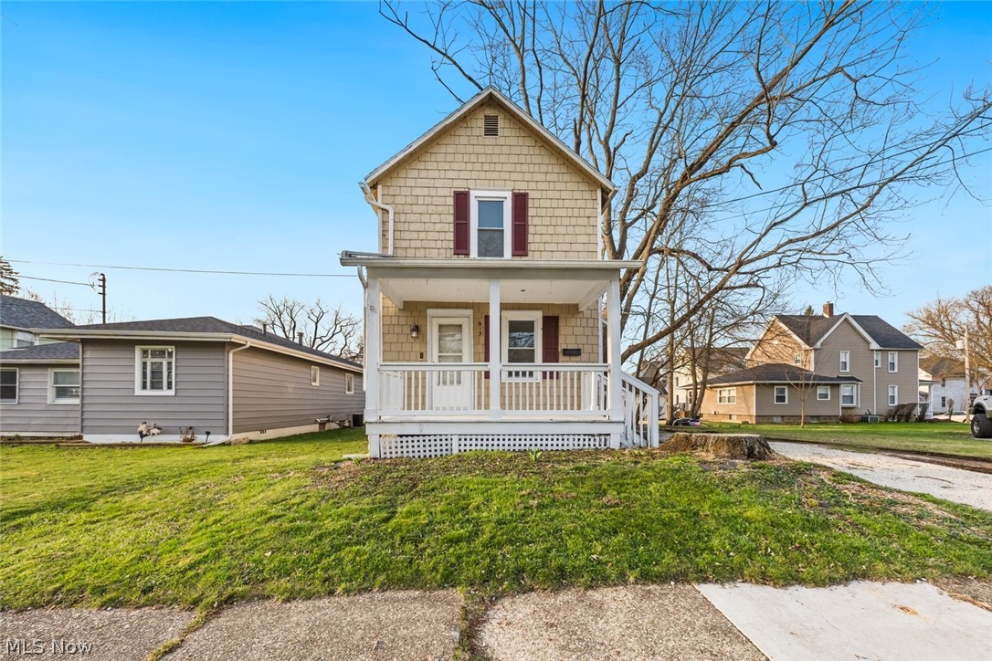 Welcome to 615 W Spruce, where affordability and charm come together to make this a perfect home!  Perfect little home with LOW yearly property taxes to help make this property manageable on a budget.  Home is convenient to all local shopping and restaurants, and is only about a 12 minute drive to Kent State University.  Enjoy the cozy front porch to relax and unwind.  Kitchen has had past updates...new flooring and a good sized island, perfect for entertaining.  Shower has recently been updated, and bathroom has double vanity sinks.  Bedrooms are spacious, and plenty of windows throughout the home to let all the natural sunlight in.  Come see this home for yourself...looks are free!!