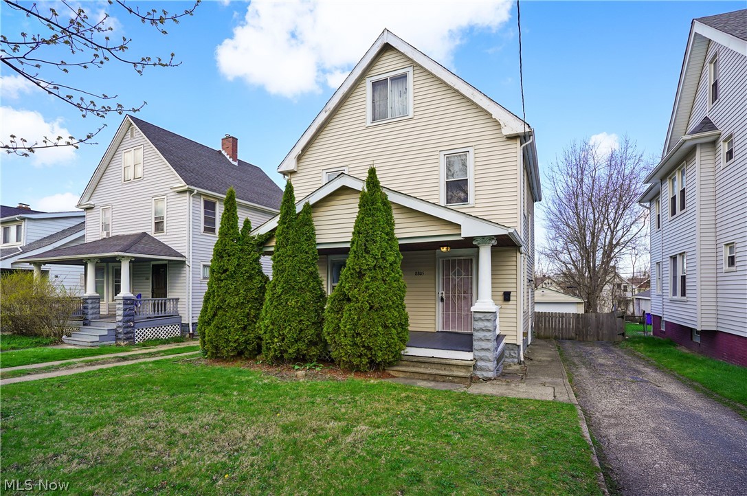 Charming & affordable Colonial with space to grow!

Welcome to 8805 Jeffries Ave, Cleveland, OH. Built in 1915, this well-maintained 3-bedroom, 1-bath home offers approximately 1,370 sq ft of character and opportunity. Inside you’ll find beautifully finished hardwood floors, original wood trim, built-ins, and a spacious living and dining room. The bright kitchen includes all appliances and is ready for everyday living.
Upstairs, you’ll find three comfortably sized bedrooms and one full bathroom, thoughtfully positioned on the second floor for added privacy. The walk-up, unfinished third-floor attic offers excellent potential for future living space, or additional storage. 

Situated on a 40’ x 140’ city lot, the property includes a detached two-car garage and driveway providing convenient off-street parking. Outdoor living spaces include a welcoming front porch and an enclosed rear porch overlooking a generous backyard—ideal for gardening, relaxing, or entertaining. 

Additional features include central air, forced-air gas heat, and a full unfinished basement with laundry, ample storage, and expansion possibilities.  Appliances including a refrigerator, dishwasher, microwave, range cooktop oven, washer, and dryer are already in place, adding immediate value and convenience. 

Located within the Cleveland Municipal School District, this home offers public water and sewer, a durable asphalt and slate roof, and flexible possession terms. Lovingly cared for by the current owner and previously enjoyed by tenants, this property is ready for its next chapter and owner to make it their own! Immediate or negotiable possession available.