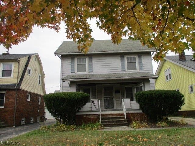 Lovely colonial with inviting front porch on quiet street.  Move right in and make yourself at home. Third floor is the 4th bedroom.  Basement features glass block windows, newer furnace and half bath. Seller to order Shaker Hts POS at time of listing and will complete any violations that city cites. Newer garage and concrete driveway. Convenient to all shopping, schools and amenities.