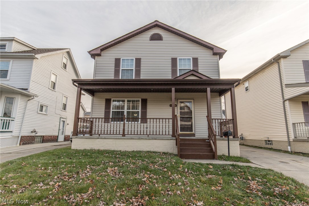 Welcome home to this charming 3 bedroom colonial located in Garfield Heights. You will be greeted by a welcoming covered front porch for your enjoyment! This home showcases over 2,300+ sq. ft. of living space and a fenced in backyard with a detached two-car garage! Once inside, the foyer opens to the lovely living room with a large picture window and adjacent dining room. Newly updated kitchen supplies plenty of cabinetry, granite counters, backsplash, stainless steel appliances and a breakfast bar. Head out through the slider to the fully fenced in backyard; greats for kids and pets to play. 1/2 bath completes the main level. The Second floor has three sizable bedrooms with a full bathroom. The basement offers a great space for entertaining family and friends with a wet bar. The laundry area can be found in the lower level and can be used as an additional storage space. Ready for you to call home so call today and schedule a showing!