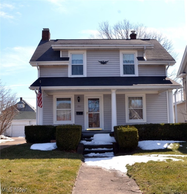 Attractive 3 BR  colonial located in one of Lorain’s most sought after neighborhoods.   Updates include vinyl siding for easy maintenance, most gutters and downspout have been replaced, upstairs windows have been replaced to vinyl, waterproofed basement, updated 100 am circuit box with most of the house rewired, Gas furnace and Central Air conditioning replaced in 2012, glass block windows in basement, updated insulation,water tank replaced,  garage doors are about 4 years old,ceilings have been freshened with updated texturing. fireplace was converted to attractive gas fireplace. Welcoming large front porch, notice the beautiful natural wood work throughout the spacious living room  and extra large dining room.  The kitchen has been updated with newer floor, cabinets, laminated counters, and ceramic back splash plus you will enjoy the cozy breakfast room with plenty of windows looking out to the back yard.   The master bedroom easily can accommodate king or queen bed.  There is a nice