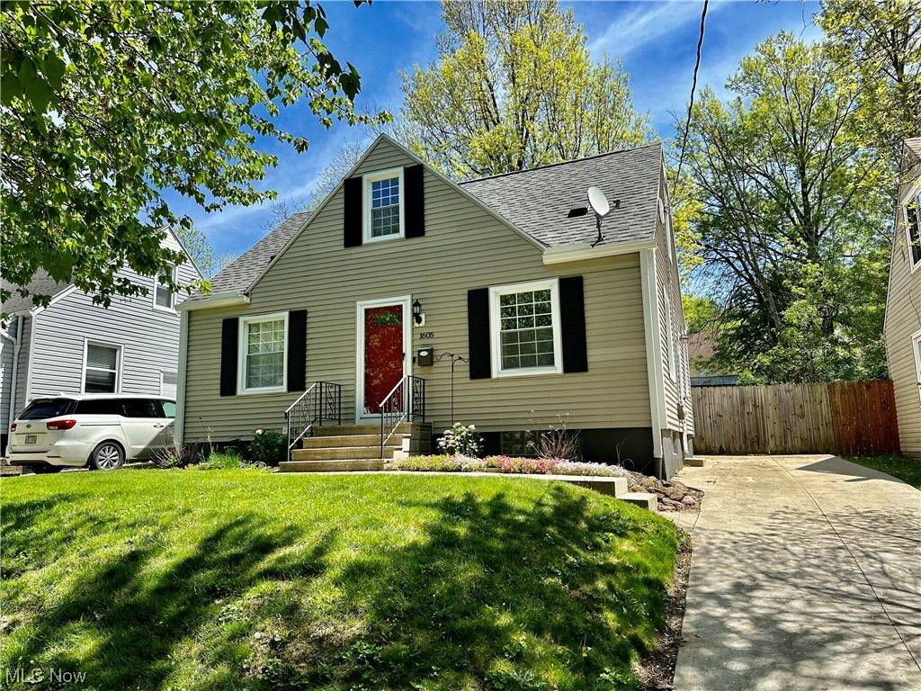Absolutely charming home on a lovely residential street in Firestone Park!  Better than your typical cape with a very large updated open kitchen with dining area, and French doors out to the private, fully fenced back yard. The first floor offers 3 bedrooms, one would be a perfect office or nursery!  Updated first floor bathroom. Large bedroom on the second floor. Additional updates include remodeled kitchen, replacement windows throughout, vinyl siding, A/C less than a year old, new carpet in bedroom, new dishwasher in 2022, water tank in 2015, new concrete drive poured in 2015, updated electric with added receptacles in basement, and updated plumbing including exterior spigot and utility sink.  Dont miss this one!