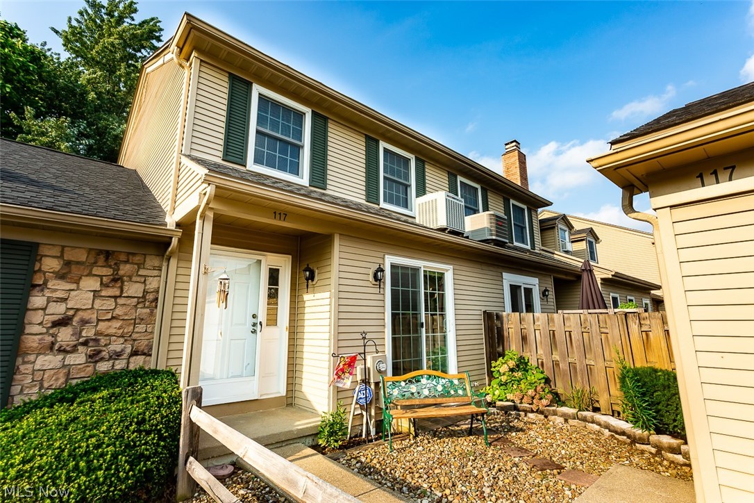 Well maintained 2 bedroom, 1.5 bath condo in Medina just minutes from the Medina Square.  Note that the dining area overlooks the family room with its vaulted ceiling and the sliding door in the family room leads to a private patio.  The following updates were recently done:  New roof in 2017.  New stove in 2018.  New ceiling fans and canned lighting in the living room and bedrooms in 2018.  New living room flooring in 2020.  This condo is move-in ready!  Make your appointment to see it today!
