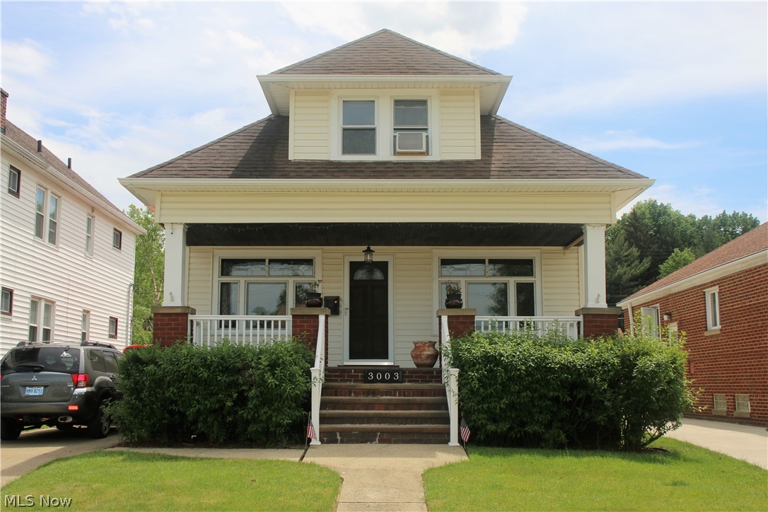 Well-cared-for bungalow on the market for the first time in 33 years.  This home features three bedrooms, one full bath with an original clawfoot tub from 1925, natural woodwork with leaded glass cabinets in the dining & living room, updated kitchen cabinets, ceramic tile flooring, partially finished basement, glass block windows, vinyl siding, deck, vinyl windows, central air, privacy fence, and a detached 2+ car garage.   The spacious second-floor bedroom measures 19 x 17 which can also be used for a playroom, office, or bonus room.   Don't miss out on this beautiful home!!!