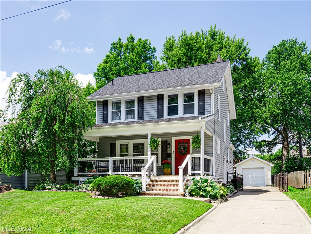 Welcome to 2048 9th Street, where timeless charm meets modern updates! From the moment you arrive, you'll be impressed by the outstanding curb appeal & inviting full front porch. Step inside the welcoming foyer and prepare to be amazed! Luxury vinyl plank flooring flows throughout the main level, creating a warm and stylish feel. The spacious living room features crown molding & an electric fireplace with a blower, making it the perfect place to relax. The gorgeous gourmet kitchen offers granite countertops, a full complement of stainless-steel appliances, breakfast bar seating, modern lighting, & opens seamlessly to the formal dining room, ideal for entertaining. The dining room showcases a charming window seat, built-in glass corner cabinets, chair rail, & crown molding. Upstairs you'll find a beautifully updated full bath with a new vanity, classic clawfoot tub, & tiled shower. Three bedrooms feature hardwood flooring (the third bedroom does not have a closet and is currently being used as a walk-in closet). Two bedrooms and the full bath are accented with crown molding. Access to the finished third-floor bonus room is through the third bedroom. This versatile space features recessed lighting and luxury vinyl plank flooring, making it perfect for a home office, playroom, hobby room, or additional living space. Sliding patio doors from the kitchen lead to a spacious patio overlooking the fully fenced backyard, perfect for entertaining, pets, or relaxing outdoors. A storage shed, just two years old, provides additional convenience. Additional updates include furnace & central air (2016), hot water tank (2026), roof (approximately 2014?2016),  & vinyl replacement windows (age unknown). Conveniently located just minutes from downtown Cuyahoga Falls, State Road shopping & dining, parks, and all the amenities this vibrant community has to offer. This beautifully maintained home is truly move-in ready and one you won't want to miss. Schedule your private showing today!