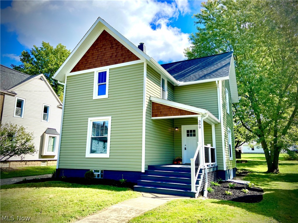 Welcome to 399 High St.  This renovated "modern farmhouse" complete with the red barn is what you have been waiting for!  Buyers will be drawn to the kitchen featuring quartz countertops, subway tiled backsplash, new stainless appliances, and counter to ceiling cabinets.  The first floor has been reconfigured to offer both a first floor master bedroom, completely new bathroom, and first floor laundry room.  There is new flooring, fixtures, and fresh paint throughout the home.  On the exterior, the home offers new windows, doors, roof, and rebuilt front porch with composite railing.  And finally, buyers will be charmed by the "old red barn" behind the home with new metal roof, garage door for parking, storage loft, and tons of space for storage or workshop.  Easy to show and immediate occupancy available.
