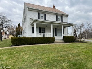 Very nice Colonial on the edge of town with a beautiful park-like setting.  The property goes to the creek in the back.  Beautiful kitchen with a nice mix of old and new cabinets, large island and lots of light.  There is a huge dining room. The dining room and kitchen both walk out to the impressive front porch.  A large living room, laundry room and full bath complete the downstairs.  The second floor has 3 nice sized bedrooms.  The smaller of the three has an additional room which could be used for a sitting area/ office or hobby area.  There is also a full bath on this floor.  There is also a large closet at the top of the stairs.  The attic is very large and has lots of potential for additional living space. This is a lovely property!  Don't wait too long!  Seller is offering a generous allowance for flooring!  Don't miss out!