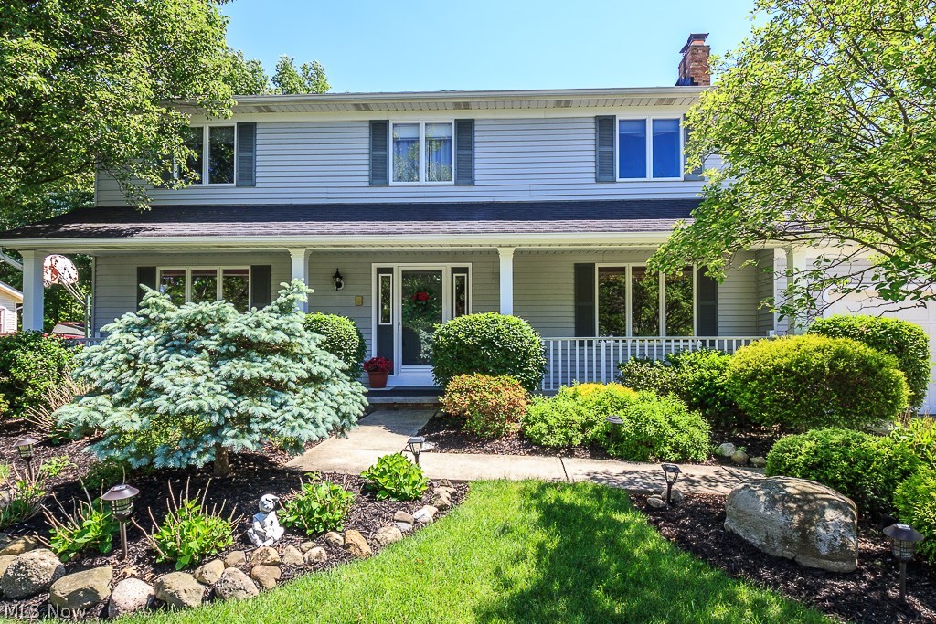 Lovely 4/5 bedroom colonial on quiet street in Highland Hts. - Pristine and spacious with possible in-law suite or office w/bath on first floor.  Beautiful screened in porch over looking park-like backyard with kidney shaped in ground pool and waterfall pond.  Very serene.  Large rec room in basement w/wet bar, great space for a  theater room. Also, this home includes a sprinkler system, 3 car attached garage, March 2018 furnace, new carpet throughout home, updated master bath and newly installed skylight.  Pool robot cleaner and dolphin to remain with home. There is also a park at the culd-de-sac, conveniently located for children.   Great home for a family, wonderful community and top rated school system.