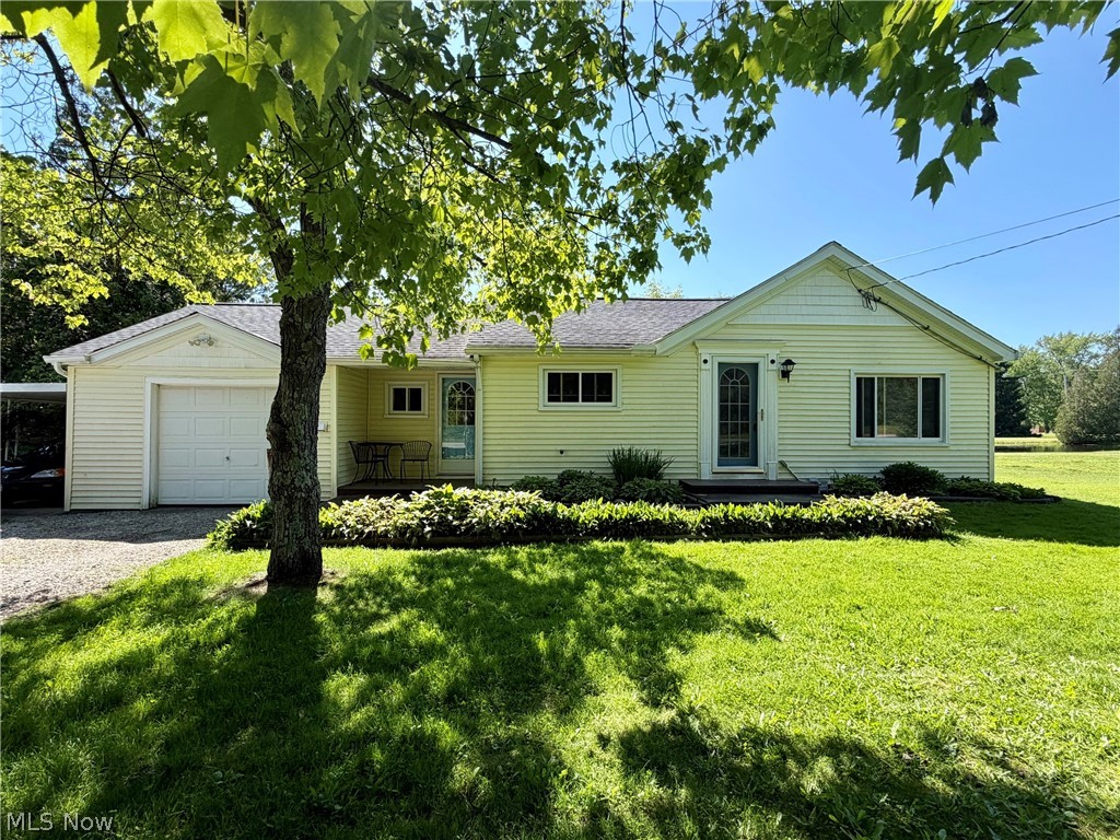 Enjoy One Floor living in this cozy Ranch set on 1.38 Acres! This charming home offers 2 bedrooms, 1 full bath, Foyer, Living Room, Bonus/Office, Eat-in Kitchen & 1st floor Laundry Room with newer vinyl flooring. Newer vinyl siding, windows & Roof. 1-car attached garage plus carport. Large yard with shed/outbuilding for additional storage. Newer septic system 2017. Great location....Close to the center of Chester Twp, schools, shopping and just minutes to freeway access! West Geauga Schools.