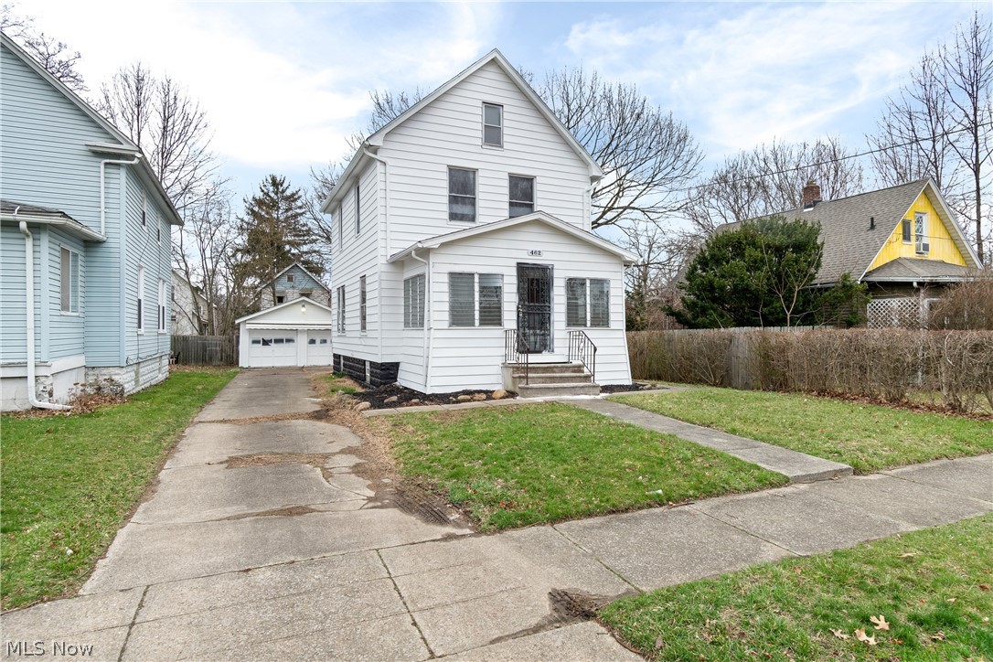 Renovations have been made from top to bottom in this 3 bed, 3 bath home with 2 car garage. Start in the enclosed front porch, perfect for relaxing and enjoying a pretty spring evening. The spacious living room has beautiful original woodwork and archway. Enjoy gathering in the light filled dining room. The kitchen has been excellently updated with custom concrete countertops, new cabinetry, new sink, fixtures, lighting, flooring, and appliances. The main floor also has a full bathroom and a bonus back entry for easy access from the garage. Upstairs the 3 bedrooms have new carpet and new windows. The full bathroom has new luxury vinyl flooring and is nicely updated. The basement has glass block windows, a laundry area plus an additional 1/2 bath. Out back is a 2 car garage and yard with some privacy fencing. Central air unit 2026, hot water heater 2026, 7 windows 2026, luxury vinyl floor 2026, upstairs carpeting 2026. Fresh paint throughout. Home is in western North Akron, just around the corner from the highly rated BARC dog park to the west, and the Cascade Valley Metropark to the north with shopping and restaurants about 5 minutes away. This fantastic home is move-in ready for the next happy owner! You can see this stunning home today, schedule your showing now to see if it's just right for you!