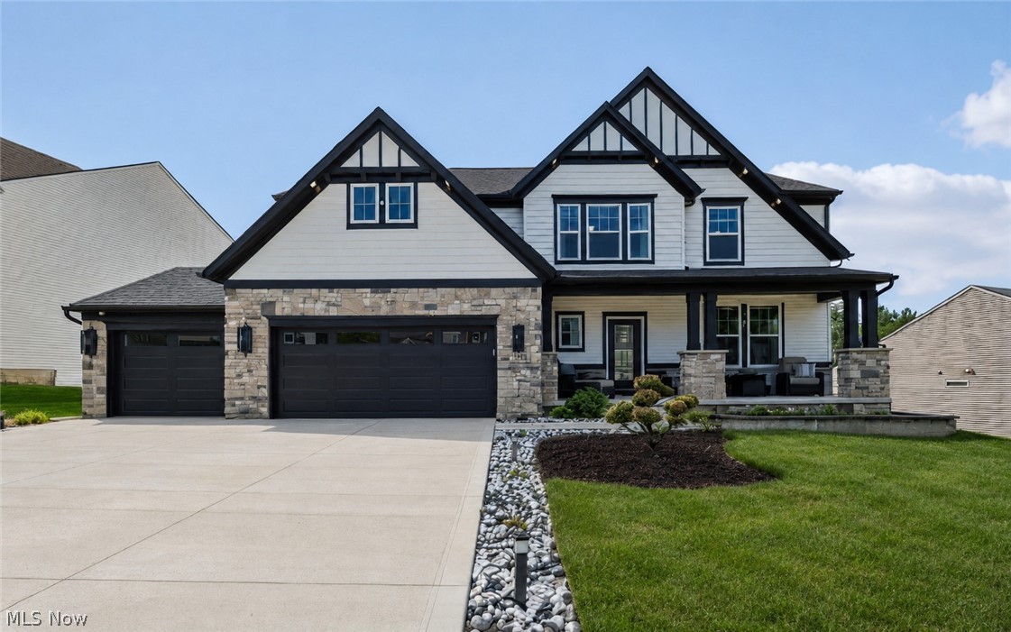 Stunning 2025 built colonial located in Windfall Estates in Montville Township in the highly sought-after Highland School District also without having to pay RITA taxes. The open-concept layout flows beautifully from room to room, anchored by a striking stone fireplace in the 2 story great room. The gourmet kitchen features custom white cabinetry, quartz countertops, a large center island, designer backsplash, and upgraded KitchenAid appliances and walk-in pantry. The first floor has an office, 1/2 bath and sliding patio doors that leads to the back yard. Custom zebra shades and ceiling fans throughout add the perfect finishing touch. The primary suite offers custom built California Closets and a spa bathroom with a U by Moen smart shower plus lighted mirrors. Three additional bedrooms also feature custom California Closets builds. This home is fully loaded with smart tech — a very easy to use Control4 system managing all TVs, audio, and security, 26 in-wall speakers throughout the entire home/garage, Morantz amp, Dennon receiver, 4 Luma View 4K cameras with two-way communication, Hydrawise 10-zone smart irrigation, Brilliance automated outdoor lighting, Wize V2 garage scene lighting, and Cat 6 wiring throughout. The finished garage features epoxy floors, custom loft storage, EV 20/50 plug, and a wall-mounted pressure washer. Professionally landscaped with landscape lighting, driveway rocks, and a shed. The lower level delivers a state of the art soundproof theatre room, custom pool table in the rec room, and rubber-floored gym. Over $311,000 in upgrades. Call for more details about the long list of upgrades throughout! This home is truly turnkey, Highland Schools, no RITA tax, and much much more to enjoy! This is Medina living at its finest!