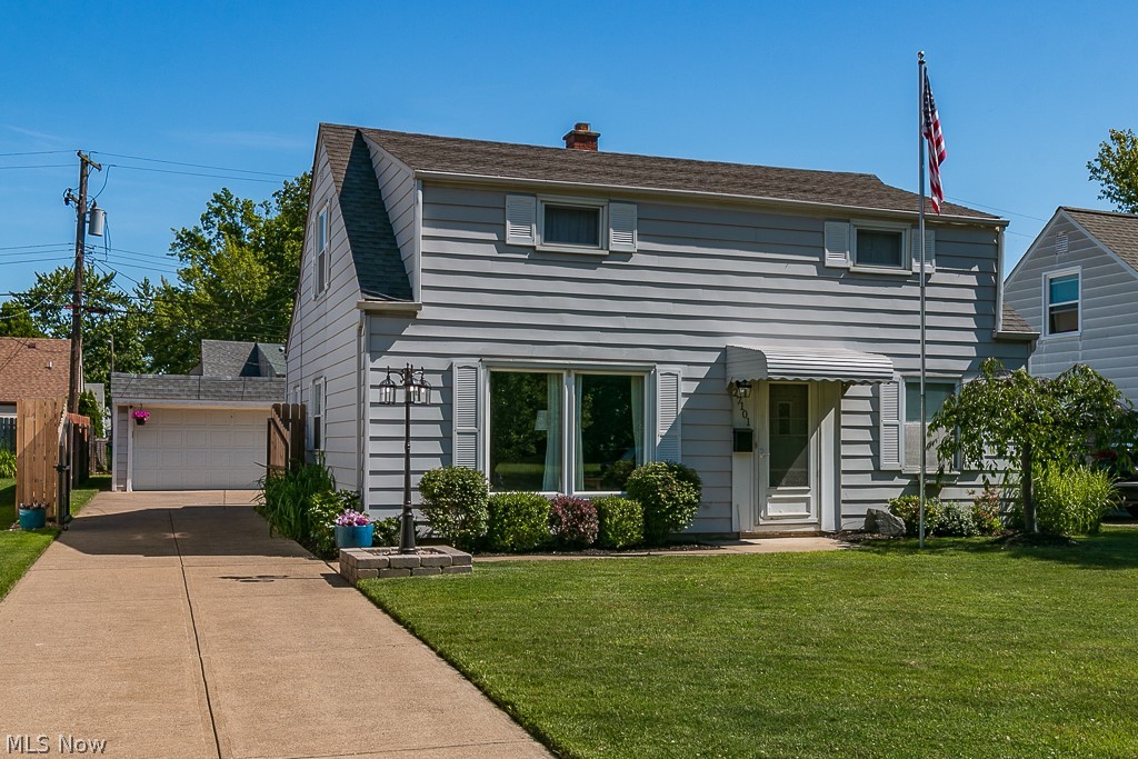 Welcome home to this clean and updated 4 bedroom Cape Cod in Euclid! The spacious living room features wood laminate flooring and crown molding. The Kitchen has newer white cabinetry, a mosaic tile backsplash, pantry and all appliances stay! Perfect dining area off of the kitchen to entertain guests. Updated full bath on the main floor  with newer vanity and tile. Two spacious first floor bedrooms with carpeting and ceiling fans.   Upstairs you will find two more bedrooms, both with ample closet space and pine floors. Neutral colors throughout entire home. Enjoy the fenced in backyard from the wood deck. 
Two car detached garage with newer concrete floors. Nothing left to do but move in!