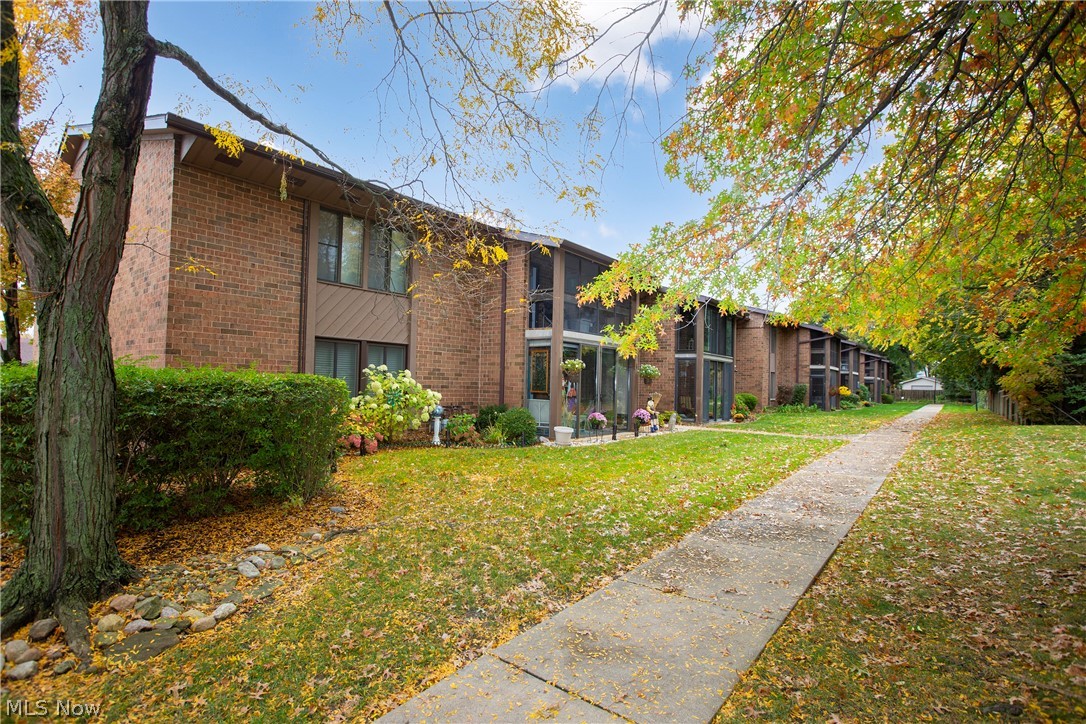 Lovely 1st floor garden unit. Rarely available 2 bedroom, 2 bath ranch-style condominium is easy living! Professionally painted October 2022 and carpets cleaned. Spacious kitchen with lots of counter space. All appliances included. Open concept living and dining rooms. Master suite with walk-in closet space and full bath. 2nd bedroom shares hall bath. Enjoy the convenience of in-suite laundry, too! Super sunroom is having all cloudy windows replaced (currently on order-in attachments). Wonderful outdoor pool with party area for summer fun! Small assessment for street lights in FP is ongoing. Just 5 minutes to CLE Airport, Metro Parks and shopping! Water heater 2021, furnace 2005. Garage #82. Small storage unit on 2nd floor #102. Move-in and enjoy one floor living!