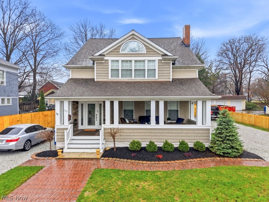 This 4-bedroom, 4-bath charmer sits in one of Painesville’s prettiest historic pockets—close to Steele Mansion, Veterans Park, tree-lined strolls, and all the character this neighborhood is known for. Inside, the home balances personality and practicality with hardwood floors, newly installed crown moldings that elevates every room, and a kitchen updated with newer upper cabinets, sleek black granite counters, and a fresh, bright feel that opens right into the dining space. The great room is the showstopper! It's an expansive gathering space anchored by a dramatic floor-to-ceiling gas fireplace that creates a warm, effortless sense of home. Upstairs, the primary suite brings BIG retreat energy with a wall of windows, two generous closets, its own gas fireplace, and a private bath. Another ensuite bedroom on this level plus a third-floor loft-style bedroom (via a charming spiral staircase) each come with their own full baths—SUPER rare flexibility that works for guests, teens, work-from-home setups, or multigenerational living! Two laundry hookups, dual furnaces, dual A/C units, dual water heaters, and dual driveways make daily life easy and efficient. Since 2022, the sellers have layered in the meaningful updates that matter: a partially finished basement work, a reverse-osmosis system, a newer hot water tank, a full landscape refresh with new sod, a brick walkway, updated sidewalks, two improved driveways, a major new full fence investment, and a gorgeous brand-new deck. A home with history, style, smart updates, and a location that makes living here feel a little bit magical. It’s the kind of home you remember long after the showing—come see why! (Please note: there are two driveways but no attached or detached garages)