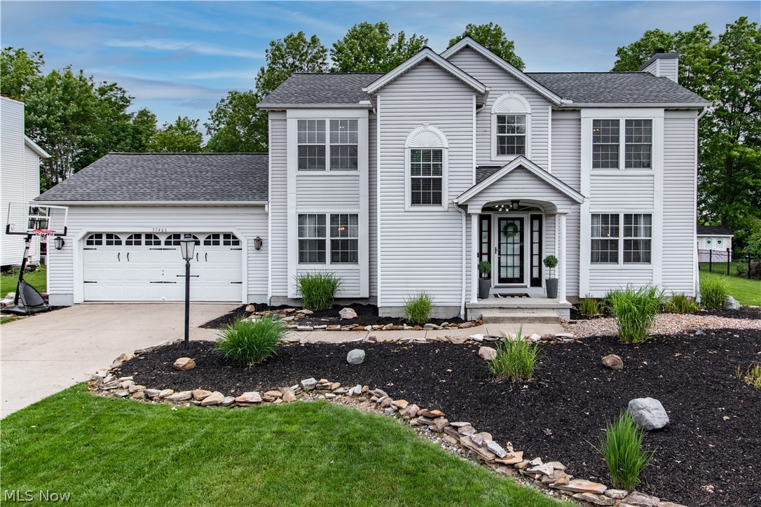 Situated in eastern Avon backing to the Red Tail Golf Course Community, this 3 bedroom, 3.5 bathroom home in Countryside Estates has been redone with beautiful updates from top to bottom! It is completely move-in ready so you can enjoy all Avon has to offer this summer! Farmhouse style kitchen has painted cabinets, butcher block countertops, subway tile backsplash, stainless steel appliances, and custom island with room for seating. The dining room is perfect for gathering at the table for more sit-down meals. Relax in the large family room featuring a wood burning fireplace with a gas starter. Luxury vinyl wood-look flooring flows through the entire 1st floor for easy cleaning and maintenance. First floor laundry room with wash tub and half bathroom complete the main level. Upstairs, the spacious owner’s suite has a nook perfect for a quiet office. It also has an updated ensuite bathroom with tile shower, coordinating vanity and fixtures. Additional bedrooms are generous and share a b