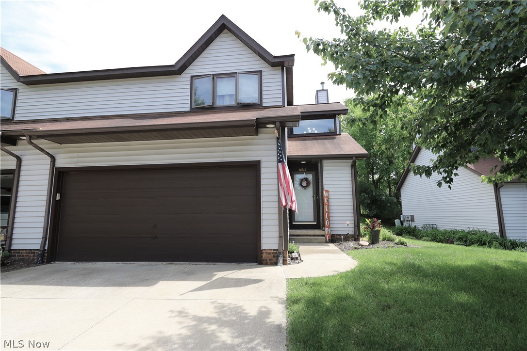 Welcome Home to this stunning Townhome! As you step inside, you will find a spacious Kitchen with stainless steel appliances and newer granite countertops that opens to the Dining area.  Vaulted Great Room with gas fireplace/skylights.  Slider doors lead out to the patio area with beautiful landscaping. There is opportunity for a first floor Bedroom/office with a full bath plus a first floor Laundry.  Upstairs you will find the Primary Bedroom with a walk-in closet and private full bath. A 2nd large Bedroom with skylight that also offers a bonus storage area. The fully finished basement boasts a Rec Room with newer LVT flooring & storage area. Pride of ownership is evident here! A must see!