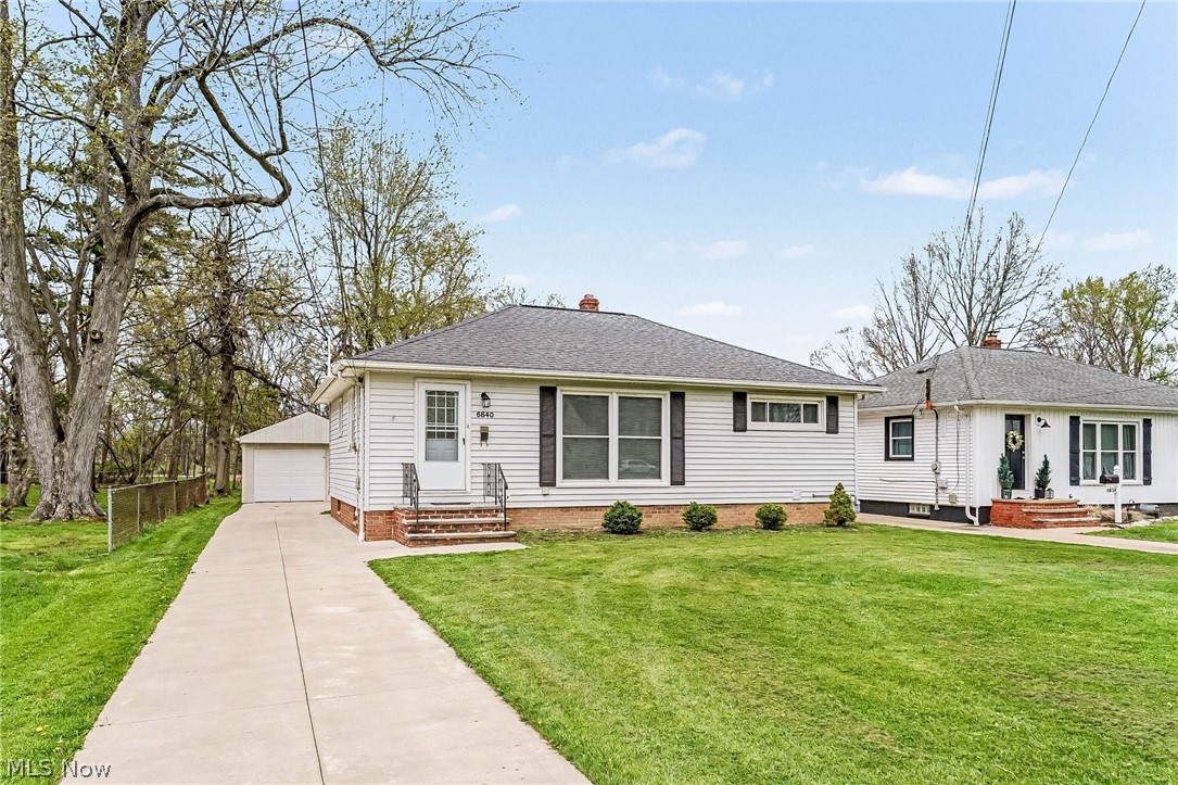 Enjoy the convenience of ranch style living in the wonderful community of Middleburg Hts.  Abundance of natural lighting will welcome you as you enter the spacious living room with adjacent dining area.  Kitchen has been fully remodeled with new cabinetry, granite counters, ceramic backsplash & floor, all nestling the gorgeous black SS appliances. Plenty of room for small dinette and/or breakfast bar.  Newer carpet in living room and bedrooms rests upon hardwood floors.  Primary bedroom allows for spacious comfort with easy access to the updated full bath.  Two additional bedrooms complete the first floor with attic access from closet area.  The lower-level basement has been renovated to include a full recreational area (approx 35 x 10) lined with luxury vinyl tile & glass block windows.  Waterproofed by prior owner approx  7+ years ago with transferable warranty.  Utility area hosts a second bath, which was just been finished off with drywall and is plumbed for shower as well.  Laundry area, storage, and workshop complete the basement.   The outside is complimented by recently replaced driveway and walkway, along with garage floor.  Deep level lot awaits your imagination for playing outdoors this spring !   Noted updates include furnace 2021, A/C & ductwork 2024, water heater 2024, roof & windows approx 7+ years, all in addition to the already noted kitchen, bath & basement renovations.  Easy to show - call for your private vieiwing today so you don't miss out !