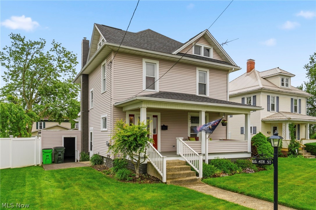 Welcome home to this beautifully maintained Craftsman Colonial in the heart of Carrollton offering timeless character, thoughtful updates, and exceptional outdoor living. Original hardwood floors, original woodwork, leaded glass details, built-in window seating, and an old-style new gas fireplace give this home warmth and charm throughout. The inviting covered front porch and spacious living and dining areas create the perfect setting for everyday living and entertaining. The updated kitchen features newer flooring, tile backsplash, newer appliances, pantry storage, and a large kitchen hutch that will remain with the home. Step outside through the patio door to enjoy the new Trex deck , pergola, and hot tub installed in 2022. Upstairs offers three bedrooms with hardwood flooring, ceiling fans, and generous closet space along with an updated full bath and a large walk-up attic providing excellent storage or future expansion potential. Additional updates include a 2022 roof with 50-year shingle warranty, furnace in 2018, central air in 2024, hot water tank in 2018, newer custom vinyl replacement windows, whole-house surge protector, updated electrical components, sump pump replaced in 2025.  All appliances stay, including refrigerator, range, microwave, freezer, washer, and dryer. Conveniently located near local amenities while offering the character and updates buyers are searching for. There is a Stair lift and it can be removed or left for​​‌​​​​‌​‌​​​‌‌​​​‌‌‌​​‌​​‌‌​​​​ convenience.