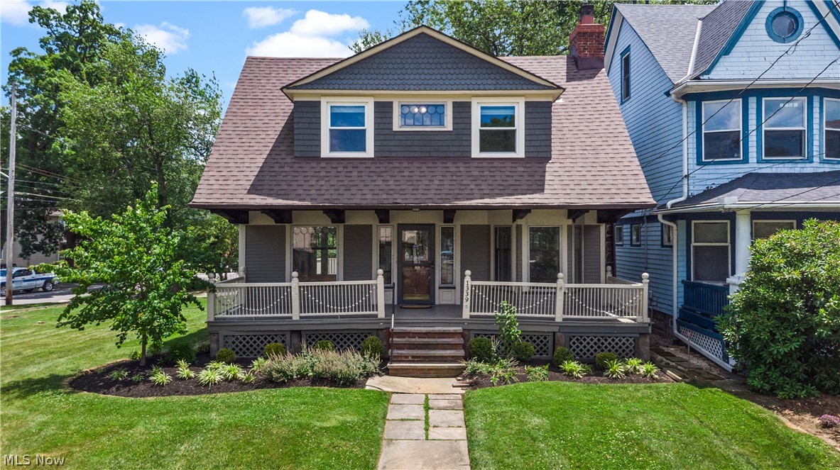 Charming Colonial situated in a prime Western Lakewood location. Classic original details include a stunner of a front door, beautifully detailed windows and sidelights and hardwood floors with inlay detail in the foyer, sitting room and family room. An expansive remodeled kitchen  with tons of storage space overlooks the breakfast room with a built in coffee bar (wet bar) and beverage fridge with plenty of pantry space for dry goods. Additional bar seating option in the kitchen and direct access to the massive back deck shaded by mature trees. A stamped patio extends beyond the deck, more space to entertain or relax. Upstairs, a unique for Lakewood layout includes a true primary suite with a generously sized bedroom, walk in closet and attached bath. Two more bedrooms share a second full upstairs bath. An additional room on the second floor could be used for storage, a small office, or possible future location for upstairs laundry. Just a stroll to local favorite bakeries, restaurants and conveniences in both Lakewood and Rocky River. Enjoy your weekends just down the street to the Metropark with river/lake access.