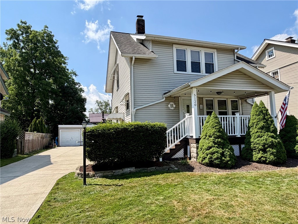 Welcome to this Updated Classic Colonial....This warm and inviting home includes 2 bedrooms, 1.5 baths & tasteful decor throughout. Covered front porch welcomes you into the Living Room. Dining Room with wood floors & french doors to deck. Kitchen with ceramic floors & pantry. Large Master Bedroom with double closets, hardwood floors, Bedroom 2 & Full Bath on second floor. 1st floor half bath. Central air. Many newer vinyl windows. Full basement has been waterproofed with lifetime/transferable warranty. Laundry area, washer/dryer stay. Large deck updated 2023 overlooks the fenced-in backyard with storage shed. Newer concrete driveway & 2+car detached garage. New gas furnace 2026. HWT 2024. Roof approx 2018. Close to shopping, restaurants, hospitals & freeway access!