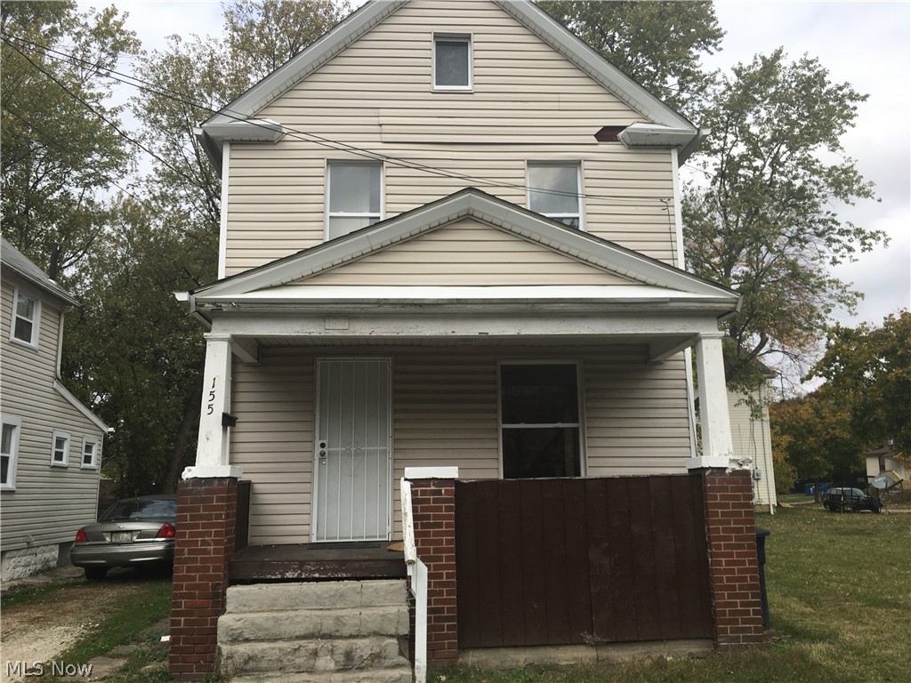 Quaint home located in Central area of Akron. Home has a large covered front porch, security screen door, living room and dining area décor is neutral. Half bath on main level. Kitchen has old style cabinets adding some charm and character to the home, equipped with stove and refrigerator, back door to a small step out to back yard. Unfinished basement with laundry hookup available. The bedrooms and full bath are located on the second floor, very spacious and also decorated neutral colors. The driveway is shared, but the bus stop is conveniently located in front of property. Street parking available on side street.  Vacant lot currently next store. Resident will be responsible for all utilities. Application fee is online, $35 per adult.