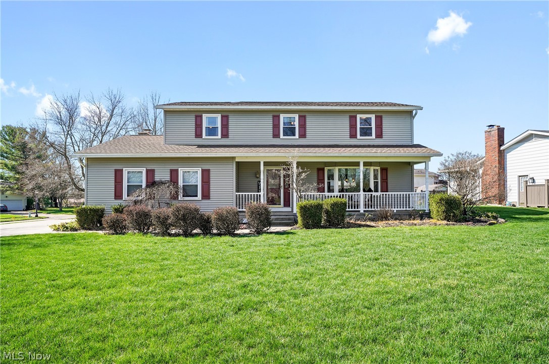 Welcome to 414 Scala Dr Stow Ohio. The home is a spacious gem rivaling any home on the market of similar size & price. Located in one of the best neighborhoods, it's in the northwest corner of Stow, this property is unique as it has a Stow mailing address, is in the Woodridge School District, and has Cuyahoga Falls Utilities. The neighborhood itself is located adjacent to top ranked private schools and within a short distance to the public school. The Wyoga Lake neighborhood has something that most neighborhoods in the area do not. It has a 60 acre lake for fishing, floating, or swimming. Great walking trails & conservation areas you can explore. There is a park with a volleyball, basketball, baseball field, playground, & pavilion to rent for special functions & gatherings, with many family orientated summer events that are planned. Very walkable streets with most having sidewalks & lighting throughout. Restaurants & shopping within 1 mile along with the Cuyahoga Valley National Park. Re-focusing on the house itself you are getting a spacious colonial with 4 bedrooms, 2.5 bathrooms, beautiful covered front porch with welcoming walkway, a large yard, spacious two car garage with nature stone floor, & very large 3 season room located off the back of the home. The bedrooms upstairs have an adequate amount of space throughout and hardwood floors for easy cleaning. Three of the bedrooms share a full bath & the owner's suite has its own full bath as well. On the first floor there is a spacious flow between the front living room to dining room and into the kitchen. Flanking the eat-in kitchen is the 3 season room and family room. Some of the updates since they have owned have been all new Windows, Water heater, sump pump, chimney rebuilt (2022), Roof (2018), 4-8yrs on appliances, Garage door (2025), and carpet. All appliances come with including washer and dryer. If your looking for the total package of a nice house and top notch community surrounding it, look no further!