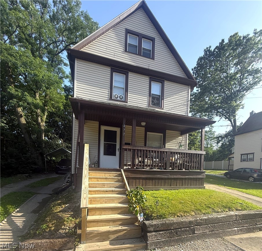 This 4 bedroom property would be a great addition to any rental portfolio or as a move in ready option for anyone looking for an affordable home with the convenience of everything Akron has to offer. All flooring replaced in 2025. Kitchen is good size with LTV flooring. Dining room and living room, both carpeted, complete first floor. 3 carpeted bedrooms and bathroom with LTV are on the 2nd floor. 3rd floor is carpeted and has 4th bedroom as well as a bonus room that would be perfect for teens, hobby, or home office. Laundry hook ups are in basement with glass block windows. Currently occupied by month to month tenant that would like to stay.