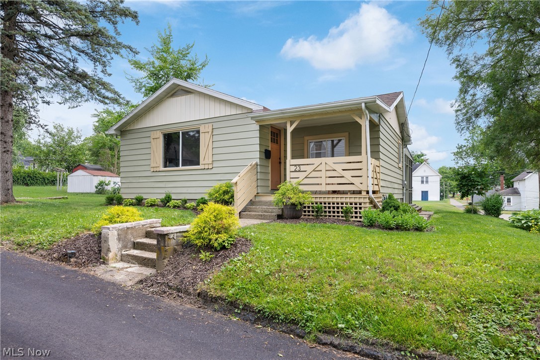 Welcome to this beautiful ranch home located in Massillon.  This lovely home boasts two nicely sized bedrooms and a full updated bathroom.  There is a large living and dining room combo with a corner fireplace, perfect for entertaining.  There is an eat-in kitchen with white cabinetry and comes fully applianced.  The laundry room is located in the basement, and the washer and dryer are also staying with the home.  There is a front porch, which is wonderful for your morning coffee.  Don't forget the screened patio which opens to the living area.  All of this, plus a two car detached garage.  This home has been completely updated and is awaiting a new owner.  Easy one floor living in this inviting abode.  Call to schedule a showing today to make this your new address.