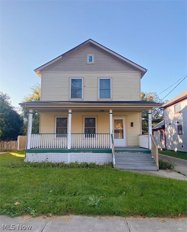 Check out this amazing opportunity in the PERFECT LOCATION!! This 4 bedroom, 2 bath Colonial in the Ohio City Historic District is where it's at! Enjoy cool fall nights on the large front deck or expansive backyard with tons of space for entertaining. Entering through the front door the first floor features a spacious living room with open concept kitchen and dining area. The second floor features three generous sized bedrooms, all showcasing high vaulted ceilings and ample closet space. The full basement includes a designated laundry area, space for an additional bonus room, as well as plumbing for a full third bathroom. Schedule your private showing today, it will be gone before you know it!