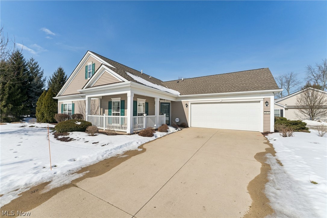 Stunning 2 Bedroom / 2 Bath Ranch cluster in the desirable Arbors of Bridgewater Crossing development Hills. Plenty of natural light throughout. This beautifully maintained home offers a well-designed open layout with high ceilings and inviting living spaces throughout. The kitchen has gleaming granite counters, ample cabinetry and pantry space, and breakfast bar for casual eating and entertaining. The Great Room features high vaulted ceilings and is open to the dining area and Sunroom. Your special retreat will be in the Sunroom which offers a perfect place to relax and enjoy natural light with sliders to the outdoor patio. The Owner’s Suite has high vaulted ceilings and a en-suite Master Bath with step-in Shower and large walk-in closet. The 2nd Bedroom has an extra-large closet and lots of natural light. Main Bathroom has a tub/shower and is conveniently located off the hallway. Home improvements since purchase include Sprinkler System, Invisible dog fence, Garage Cabinetry, Security System, kitchen flooring, front storm and sliding doors, countertop and backsplash in Kitchen, outdoor railing, and additional landscaping. Many recent mechanical updates including new Roof (2025), Furnace and AC (2023), Dishwasher (2024), Washer/Dryer (2021), H2O Tank (2020), and carpeting (2023). Convenient first floor Laundry Room with utility tub. All appliances included. Two car attached garage with steps to a walk-up attic for additional storage. Enjoy an easy lifestyle with landscaping, snow removal, and recreation facilities included in your low monthly HOA fee. The Arbors in Brunswick Hills is a highly desirable, resort style community with heated pool, clubhouse, fitness room, billiards, gazebo, and is surrounded by twenty-four acres of scenic walking trails. The community has minimal traffic and is conveniently located near shopping, dining, parks, and major highways. This beautiful home offers an excellent blend of comfort, convenience, and community living.