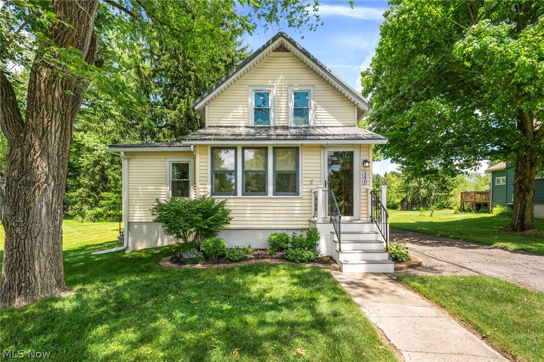 Welcome to this charming 3 bedroom home in Chardon, filled with character and everyday functionality. A beautiful sunroom entry offers a bright and welcoming first impression with tons of natural light. Inside, the inviting living room is full of charm and flows into the dining room and kitchen, creating a comfortable layout for daily living. The kitchen features butcher block countertops, glass front upper cabinets, and ample cabinet and counter space, while the adjacent mudroom provides a convenient place to drop coats, shoes, and everyday items. A main level bedroom or office and a full bathroom offer added flexibility. Upstairs, you will find two generously sized bedrooms with large closets and a fully renovated bathroom just down the hall. Outside, the spacious lot provides plenty of room to enjoy the outdoors, and the detached oversized 2+ car garage includes extra storage space with potential for future expansion. Additional highlights include a metal roof and newer mechanicals, including the furnace and hot water heater. Schedule your private tour today!