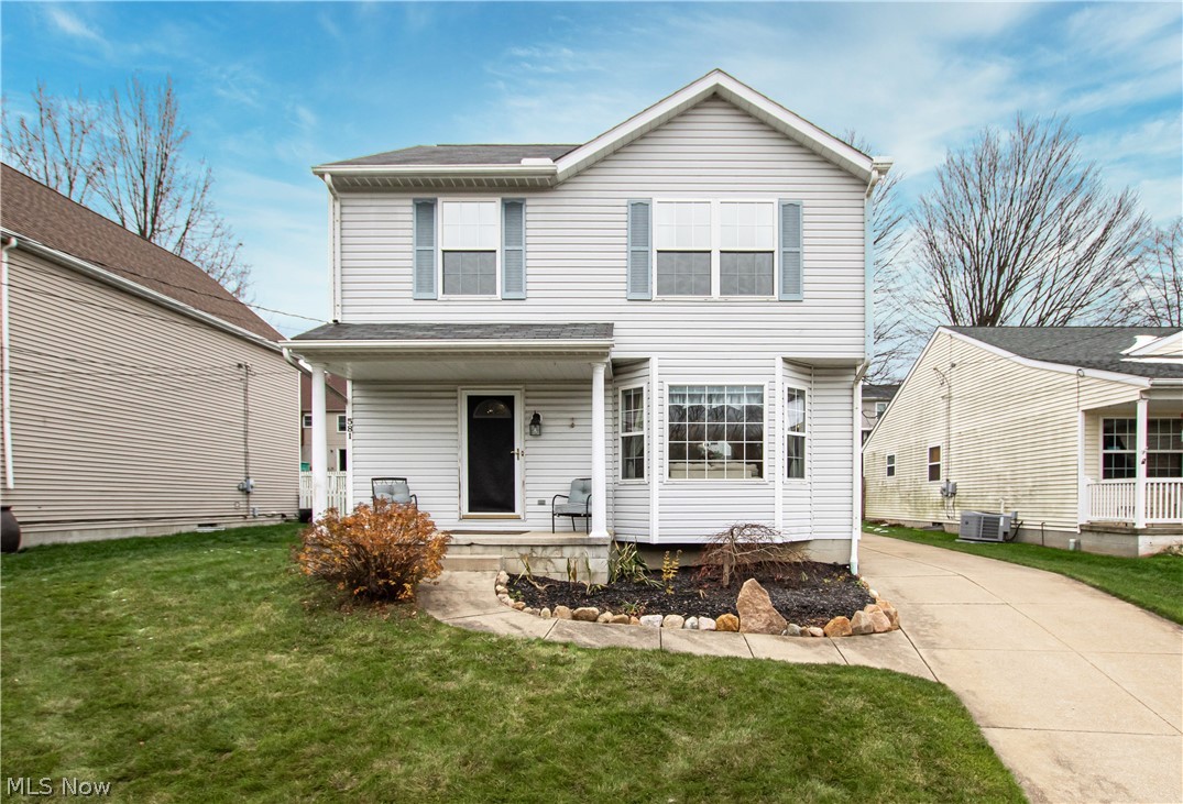 Welcome to 581 Wolf Avenue! Step inside from the inviting front porch, and into an open living and dining room on the right, with a bay window overlooking the front yard. A dining area leads into the kitchen, with stainless steel appliances that stay! A half bath is just off of the kitchen, perfect for guests. Upstairs, the primary bedroom offers ample closet space and an ensuite with double vanity. Two additional bedrooms share a spacious full bathroom to complete the second level. The finished basement is loaded with possibilities, including separate office space and an additional half bathroom. Enjoy the best of Wadsworth, just minutes away from a picturesque downtown area offering shopping, dining, a library, and more! Quick access to I-76 for convenience, don’t miss this one!