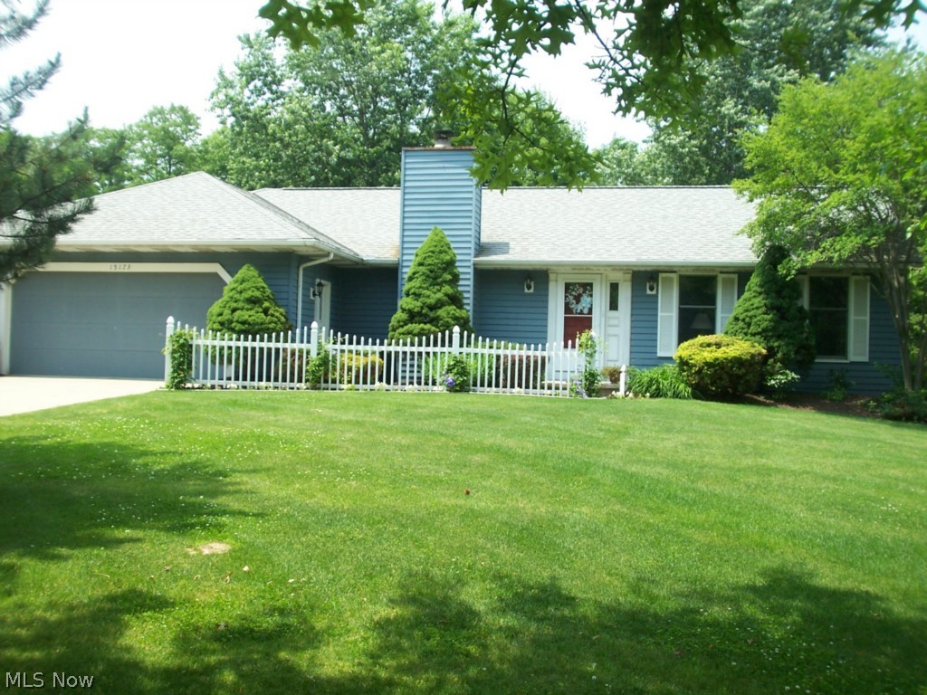 An open and large ranch in a desired neighborhood, this home features 3 bedrooms and 2 full baths.  With 3 total living spaces, this home is perfect for entertaining.  The large family room is 25x15 and features a gas fireplace.  The formal living room is cozy with access to the dining room.  A 16x12 Sun Room overlooks the serine fenced yard.  A master suite has double sinks, a linen closet, and a large walk in closet.  The many amenities include an attached two car garage, partial basement ready to be finished, 1st floor laundry, and so much more.