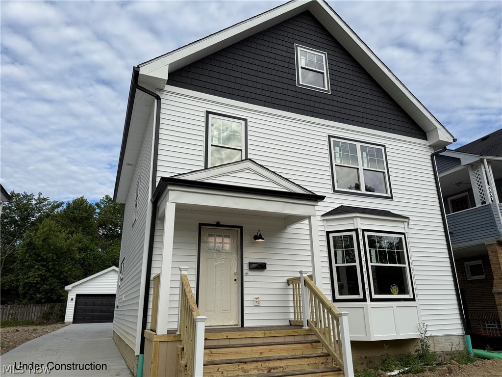 Gorgeous new construction with 10-year tax abatement for owner occupants in Shaker Heights! About 1700 sq ft of living area, plus a full, unfinished basement, great for storage or additional living area. Traditional colonial layout, but with an open floor plan first floor: eat-in gourmet kitchen open to the living and dining areas. First floor also includes powder room, mud room, first-floor laundry, and entry foyer. Upstairs are 3 spacious bedrooms and 2 full baths, including an en-suite off the primary bedroom. Other features include a huge front porch, detached 2-car garage, ceiling fans, high-efficiency HVAC. All conveniently-located near shopping, schools, restaurants, just minutes to Shaker Square, University Circle, Downtown Cleveland. *Home under construction. Some photos show representation of finished product.