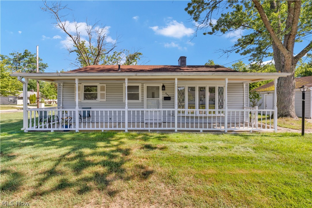 Welcome home to this beautifully updated ranch offering convenient one-floor living, located on a charming residential street, in the heart of Medina! This move-in-ready home features all new Luxury Vinyl Plank flooring, fresh paint, new lighting throughout.  The updated kitchen offers newer cabinetry, a stylish backsplash, and all appliances stay. A completely remodeled bathroom features a stunning tile shower, new vanity and faucet that lights up. The bright and inviting living room features a large bay window that fills the space with natural light, while the spacious front porch provides the perfect spot to relax and enjoy the neighborhood. Outside, you'll find a fenced backyard, circular driveway, and plenty of space for entertaining, gardening, pets or play. Located close to the Medina County Fairgrounds, shopping, dining, and all that Medina has to offer, this home combines comfort, updates, and a great location.