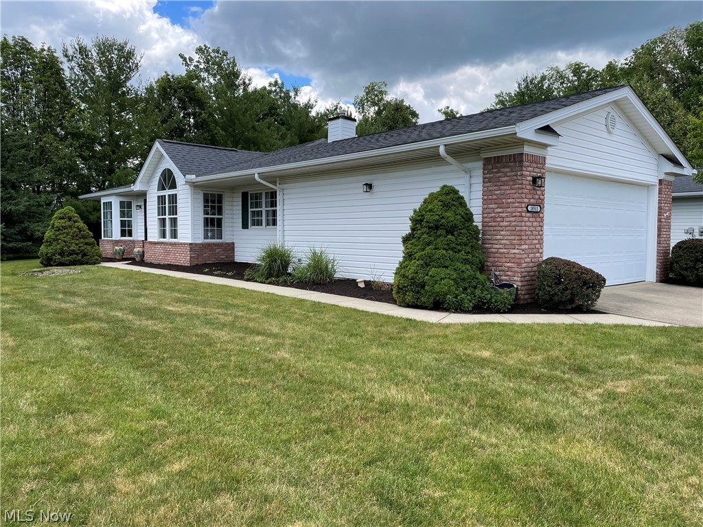 :  Welcome to 18511 Woodhaven Dr - Woodside Crossing S in The Woods!  You will love this ranch cluster home and the easy, carefree living.  The entire unit has been painted and new carpet installed.  The open floor features spacious rooms including a large great room with vaulted ceilings and a fireplace.  Slider in great room leads to a large private patio - perfect for morning coffee or afternoon tea.  The kitchen has lots of counterspace, a pantry and an eating area with vaulted ceilings and a palladium window offering lots of natural light plus all stainless steel appliances stay. The laundry off of kitchen has its own sink and includes a washer and dryer.  The master bedroom also features vaulted ceilings, his and her closets and its own private bath with walk-in shower.  There are two additional bedrooms and another full bath.   Attached two car garage has some additional space for storage and a beautiful epoxy floor. Close to shopping, dining, entertainment and all major highways.