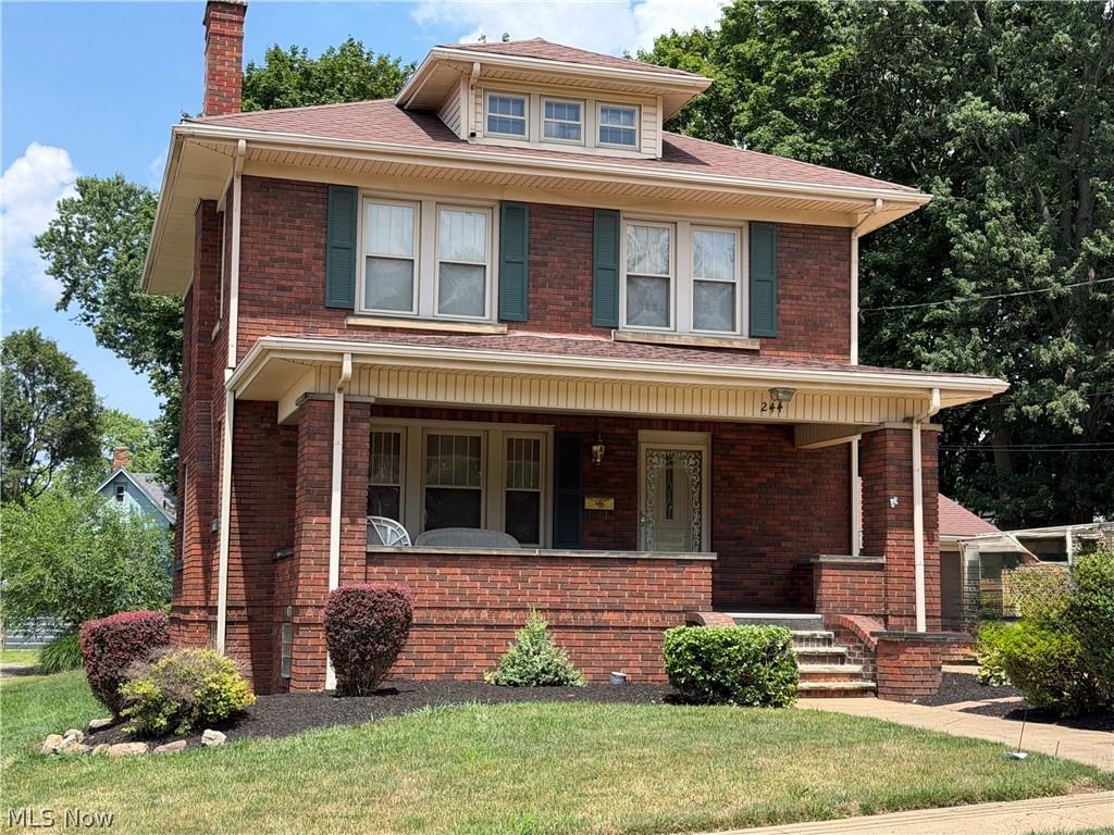 Welcome home to 244 Ertle St NE, located in the heart of Massillon, the City of Champions! For the first time in 40 years, this beautifully maintained brick Colonial is ready for its next chapter. Situated on a spacious double lot, the exterior boasts maximum curb appeal with professional landscaping, an underground sprinkler system, a large concrete driveway, and an oversized two-car garage. Inside, the home has been meticulously remodeled from top to bottom. You will find gorgeous natural woodwork and custom built-ins paired with fresh paint, new carpet, and stylish LVT flooring throughout. The main level features a bright living room anchored by a cozy fireplace, a formal dining room, a convenient half-bath, and a fully equipped kitchen complete with a charming breakfast nook. On the second level, you will find 3 spacious bedrooms and a beautifully updated full bathroom. The walk-up attic provides massive storage or can easily be finished into a fourth bedroom, home office, or playroom. The professionally waterproofed basement adds peace of mind and excellent functional space, featuring a finished recreation room, an additional half-bath, and a dedicated laundry/utility room. This move-in-ready home has been cherished for decades and is waiting to welcome you. Contact me or your favorite Realtor today to schedule your private showing!