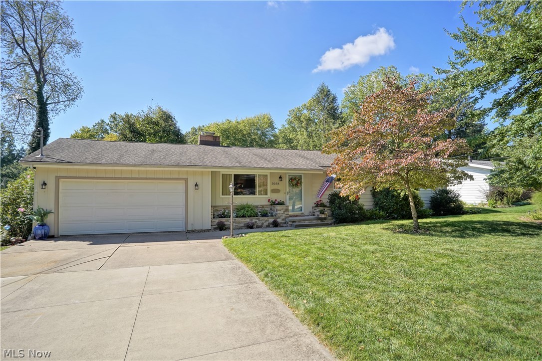 Immaculate and well maintained ranch in Silver Lake Village.  Open floor plan with a triple sided wood burning fireplace. First floor living at it's finest!  The living room is open to the dining area, kitchen and family room, which is perfect for entertaining.  Huge, updated kitchen with lots of cabinets, drawers and pull out drawer pantry.  There are 2 doors to access the back patio (from the family room and kitchen).   There is a half bath between the kitchen and primary bedroom.  The 4th bedroom was converted to a first floor laundry room (washer and dryer convey).  Nice, unfinished basement has been waterproofed by Ohio State Waterproofing.  Recent updates include:  Furnace (Jan, 2021), Hot water tank (June, 2021). Home warranty provided for peace of mind.
