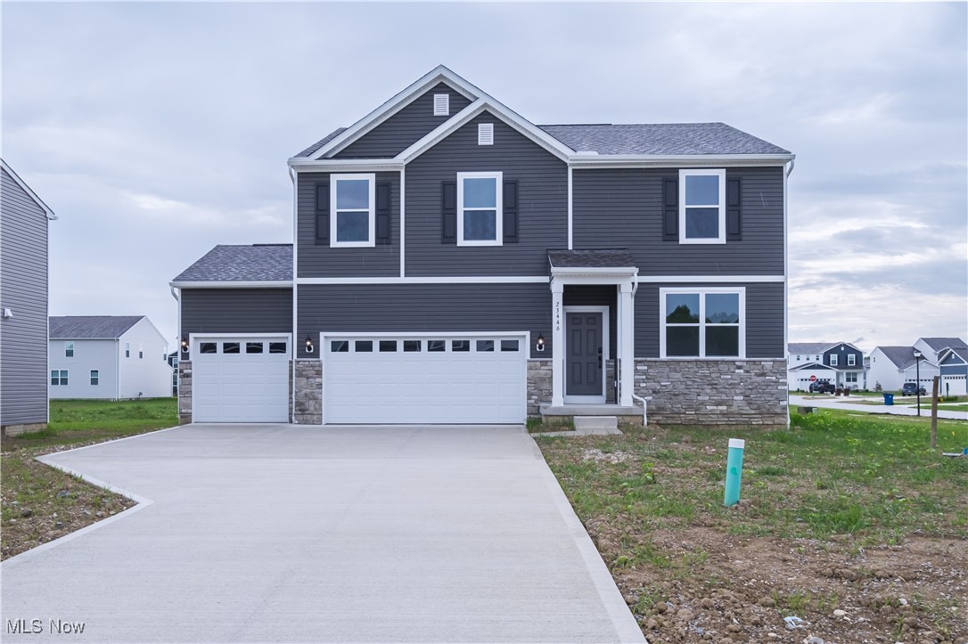 Move-in ready with special financing available! This beautiful Hampton floorplan offers 2,946 sq. ft. of modern living with 4 bedrooms, a loft, and two flex room perfect for home offices. The open layout features 9-ft ceilings on the first floor, upgraded LVP flooring, and a spacious kitchen with quartz countertops, white cabinets, and stainless Whirlpool appliances. The gathering room includes a 4-ft extension,  sunroom, and sliding door to the backyard. Enjoy an extended garage, unfinished basement, smart-home package, and prime Columbia Station location near shopping and highways. Schedule your tour today!