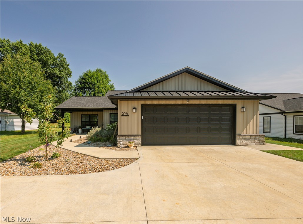 Welcome to your dream home in the highly sought-after Oasis of Wooster development. This newly built ranch perfectly balances modern luxury with everyday convenience, offering an exceptional opportunity to bypass the stress of construction—why build when you can buy today? The true heart of the home is the stunning kitchen and dining area, where dramatic vaulted ceilings stretch overhead to create an airy, grand atmosphere for cooking and gathering. All kitchen appliances stay with the property, making this space entirely move-in ready. This area flows seamlessly into the rest of the open-concept layout, designed effortlessly for entertaining. Just off the kitchen, the welcoming living room is bathed in incredible natural light throughout the day, providing a bright and cheerful space to relax. Tucked away for ultimate privacy, the primary bedroom serves as a true retreat featuring a beautiful ensuite bathroom and walk-in closet. Two additional bedrooms and a second full bath provide plenty of space for family, guests, or a dedicated home office. A two-car garage offers excellent parking and storage solutions. Outside, the rear patio offers a perfect setting for summer barbecues and evening relaxation, complete with a handy storage shed that stays with the property. Beyond its aesthetic appeal, this home was crafted as a highly energy-efficient build, specifically engineered to ensure incredibly affordable utility bills no matter the time of year. This turnkey ranch offers everything you need to simply unpack and start living the Oasis lifestyle.