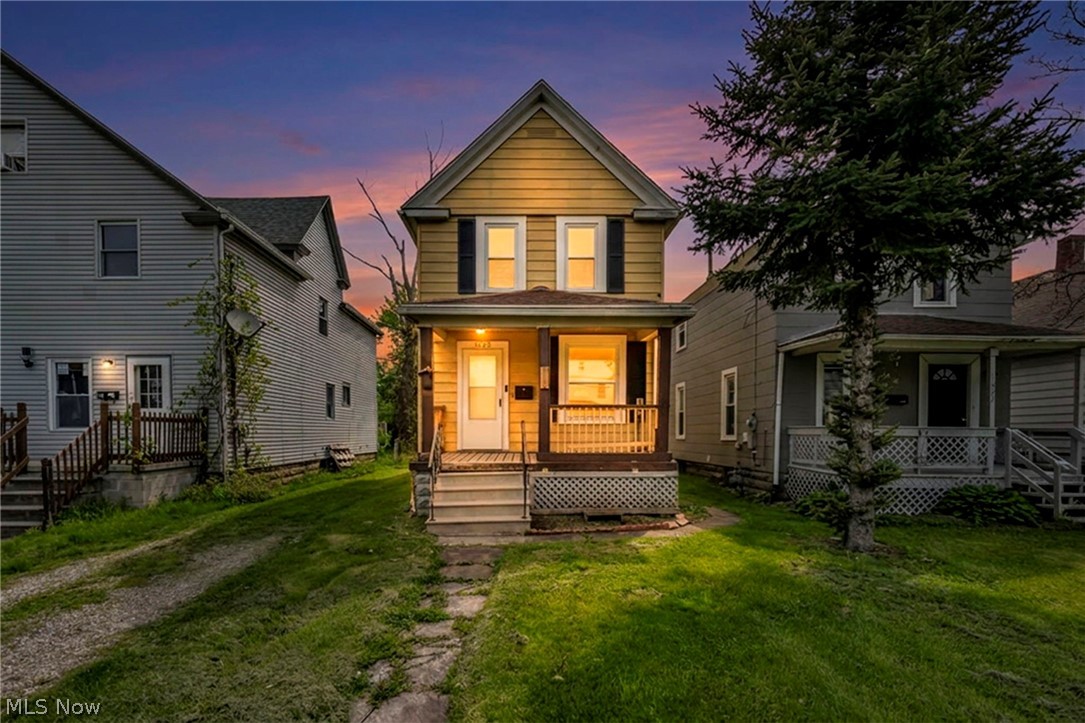 Opportunity meets value in this updated 2-bedroom colonial located in Lorain! This move-in ready home offers 1,040 sq ft above grade plus a full basement, delivering both comfort and functionality at an affordable price point. Step inside to find fresh paint throughout and a bright, welcoming layout featuring a spacious living room, formal dining room, and an eat-in kitchen with newer cabinets and countertops that provide both style and practicality for everyday living. The second floor hosts two generously sized bedrooms and a full bath, creating a comfortable and efficient layout ideal for a variety of living situations. Major updates have already been completed, including a roof approximately 4 years old, windows just 3 years old, and a waterproofed basement with a new sump pump installed about 2 years ago—providing added confidence for the next owner. The full basement offers additional storage space and includes laundry, with washer and dryer staying, and the dryer currently electric but easily convertible to gas. Additional interior features include double-pane windows, ceiling fans, and forced air gas heating for year-round comfort. Outside, enjoy a covered front porch perfect for relaxing, along with a manageable yard and a storage shed for extra convenience. The lot offers a mix of open space and light landscaping, making maintenance simple while still allowing room to personalize. Located on a quiet street with sidewalks, street lights, and public utilities, this home is well-positioned near local amenities, shopping, and dining. With low annual taxes, this property presents an excellent opportunity for both owner-occupants and investors seeking a solid rental or portfolio addition. Whether you’re looking for an affordable place to call home or your next investment, this well-maintained and thoughtfully updated property is ready for its next chapter.