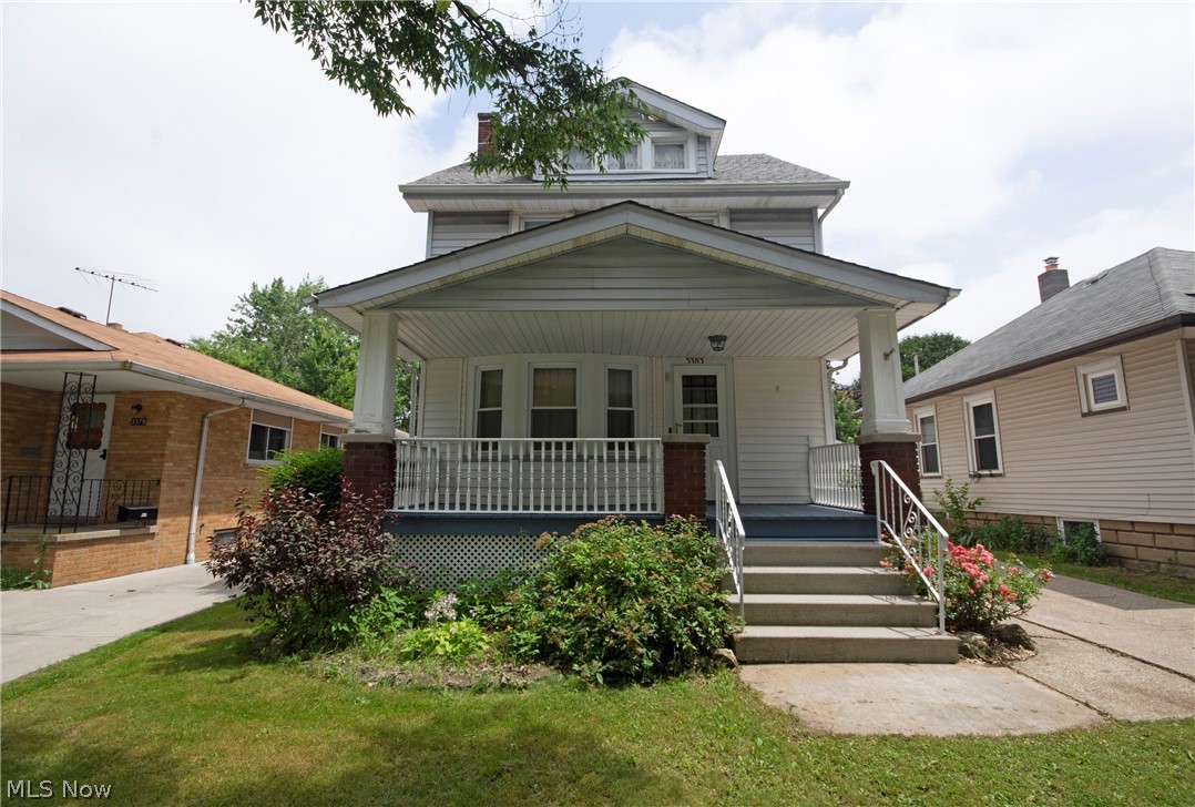 Excellent location on neighborly street near everything CLE has to offer!  Close to highways, downtown, nightlife, the shores of Lake Erie and more!  This fresh and lovely colonial has been lovingly cared for and updated from top to bottom. Starting with the sunny kitchen with generous pantry storage and appliances. The formal dining room features newer laminate flooring and built in china cabinets. French doors w/built in blinds lead to the spacious deck. Bathroom was updated, too! Kids and dogs will stay safe in the fully fenced back yard. Third floor bedroom could be a great kid's retreat with its built in bed and lots of storage. Homeowner used the third floor as a third bedroom.  Gather the friendliest neighbors around for cold drinks on a hot day on the recently rebuilt front porch. Glass block basement windows, updated electric panel and roof about 10 yrs old. Most windows have been replaced. Furnace & a/c approx 15 yrs w/ yearly maintenance.
