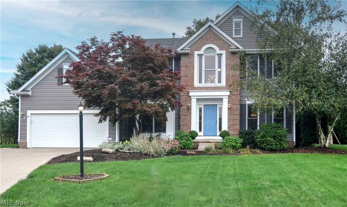 This 4 bed/2.5 bath Kingsbury Trace Colonial offers the quiet security of a cul-de-sac with a professional grade landscaping package nestled on a large lot adjoining a lovely pond. Updates include: new vinyl siding, new roof, new front door, new carpet on first and second floors, landscaping, and paint.
Enter through a bright and airy two story foyer perfect for your holiday decor! Off the foyer is the Study/Den boasting glass french doors and a large living room opening right into the dining room with an exceptional view of the pond. The kitchen is complete with an island/breakfast bar, lots of storage and an eating area with windows overlooking the deck/backyard complete with more tranquil views of the pond. Off the Kitchen is a half bath, laundry room, and the exceptionally large Family Room with vaulted ceilings and a gas/wood burning fireplace. Second floor features a spacious Master Suite including double sinks, jetted tub, shower, private toilet, and walk-in closet. There are t